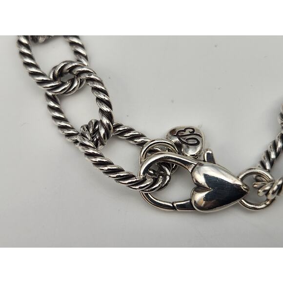 Brighton NIGHT WATCH OWL Silver Link Charm Bracelet Crystals w/pouch - Picture 4 of 9